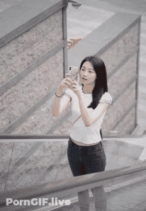 Amateur Asian Chick Takes Selfie In The Mirror GIF