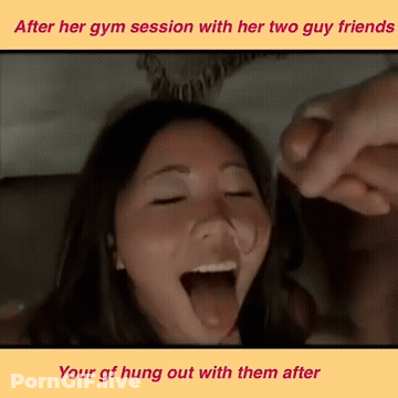 Asian Caption Cuckold Cumshot GIF