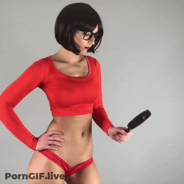 Babes In Red Bikini With Glasses GIF