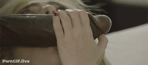 BBC Interracial Blowjob: Beautiful White Girl Takes On A Big Black Cock GIF
