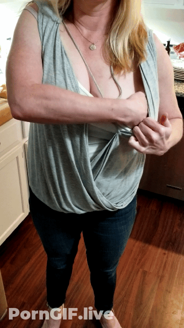 Blonde Amateur Nipple Tit Show GIF