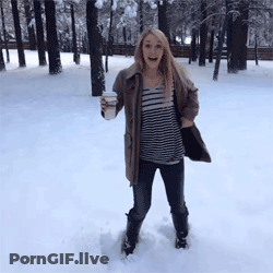 Blonde Girlfriend's Snowy Adventure GIF