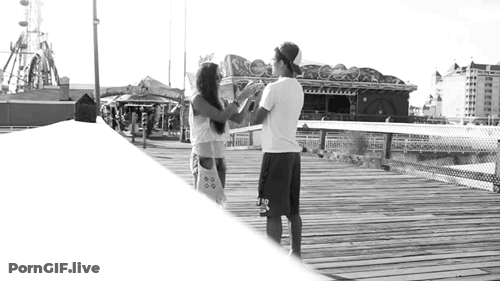 Get Your Freak On With These Two Hot Chicks On A Pier GIF