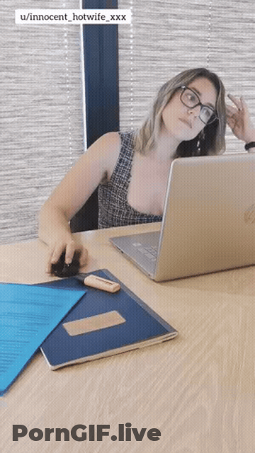 Glasses Hairy Pussy Hotwife Office GIF