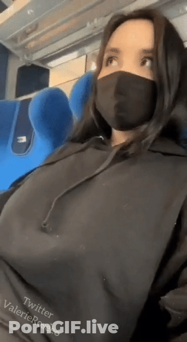 Huge Titties On The Train GIF