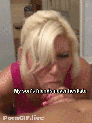Mom's Blowjobs: Cumshots For My Son's Friends GIF