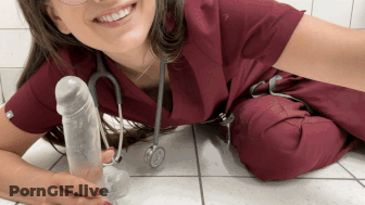 Slutty Doctor Gets Anal Dildo'd GIF