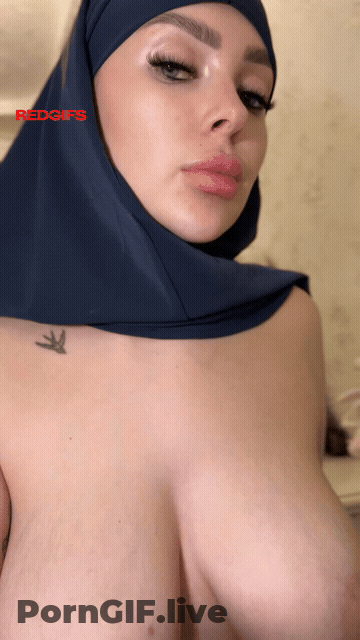 These Soft Heavy Chubby Boobs Look Even Bigger When They’re Squeezed In Hijab GIF
