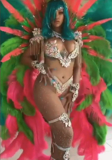 Big Tits Carnaval Celebrity: Rihanna's Non-Nude, Ebony Erotic Show GIF