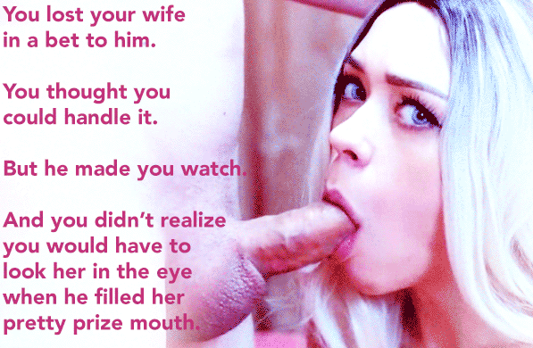 Hotwife Gives Cuckold Blowjob With Eye Contact GIF
