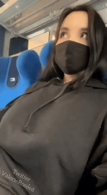 Huge Titties On The Train GIF