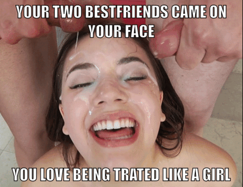 You Love Being Tatted Like A Sissy: Your Two Bestfriends Came On Your Face GIF