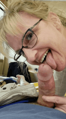 Yummy Mommy Licking A Big Cock GIF