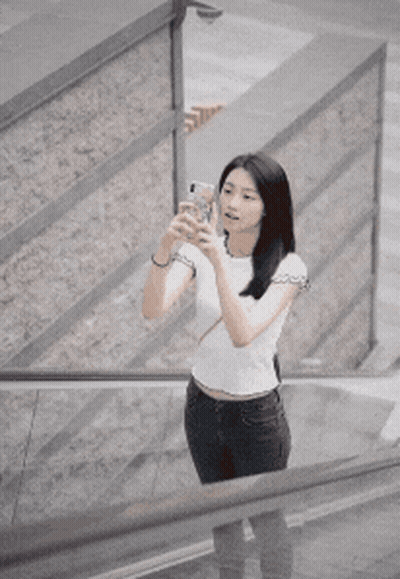 Amateur Asian Chick Takes Selfie In The Mirror GIF