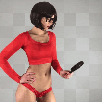 Babes In Red Bikini With Glasses GIF