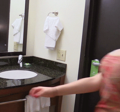 Big Tits Babe In The Bathroom: Non-Nude Fun GIF