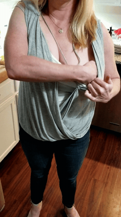 Blonde Amateur Nipple Tit Show GIF