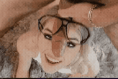 Blonde Babe Gets A Blowjob With Glasses GIF