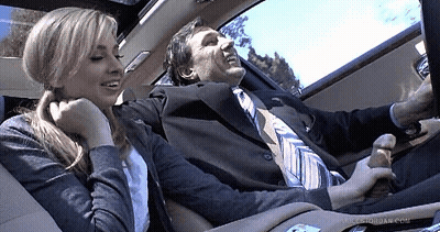 Blonde Babe Gives Amazing Handjob In Car GIF