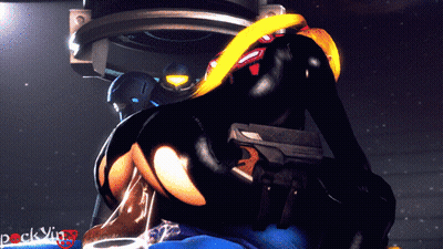 Blonde Babe In Megaman Uniform Gets Fucked By Samus GIF