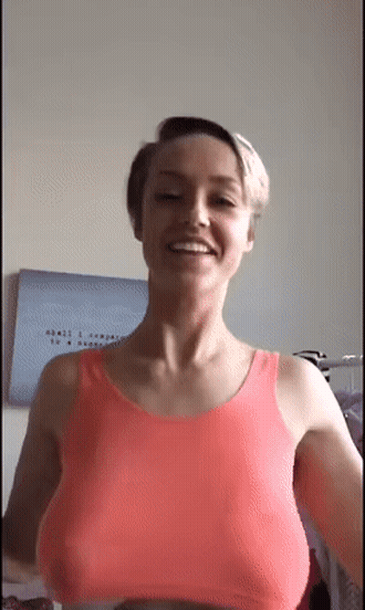Blonde Bouncy Boobs In A Pixie Cut: A Tomboy's Tempting Tits GIF