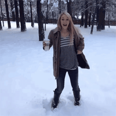 Blonde Girlfriend's Snowy Adventure GIF
