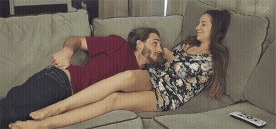 Brunette Girlfriend's Long Legs Pussy GIF