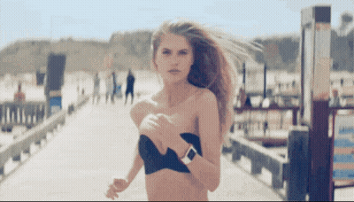 Busty Babe In Black Bikini: Nude And Ready For Sex GIF