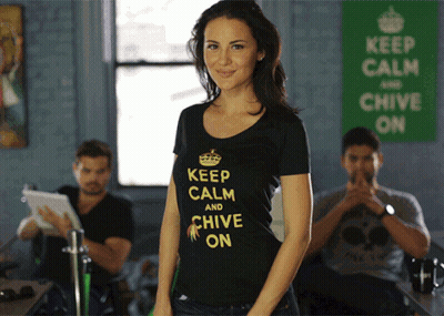 Busty Brunette In Lingerie: Keep Calm And Chive On GIF