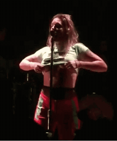 Celebrity Shirtless Singer Performing On Stage GIF