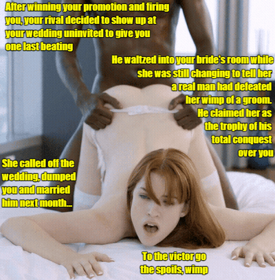 Cuckold Captions: The Bride's Rival Gets His Ass Handled By The Alpha Male GIF