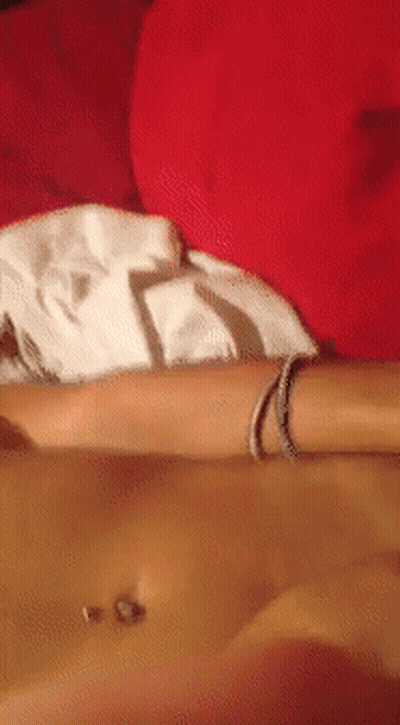 Ebony Masturbation: Small Tits, Panties, And Bra GIF