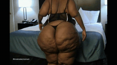 Fat BBW In Black Lingerie On Bed GIF