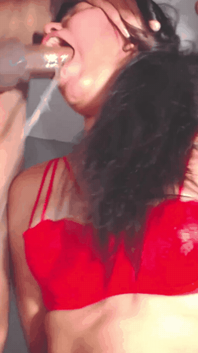 Get A Blowjob From A Latina In A Red Dress GIF