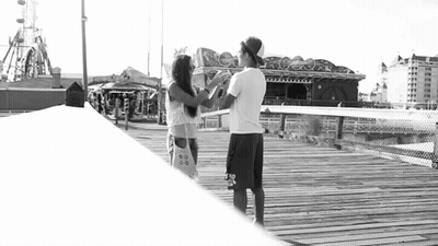 Get Your Freak On With These Two Hot Chicks On A Pier GIF