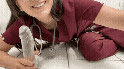 Slutty Doctor Gets Anal Dildo'd GIF