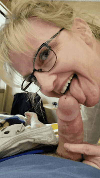 Yummy Mommy Licking A Big Cock GIF